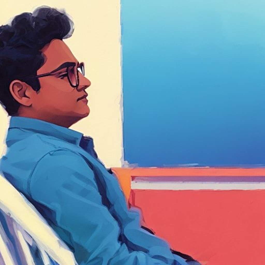 Illustrated portrait of Khalid Hasan Zibon